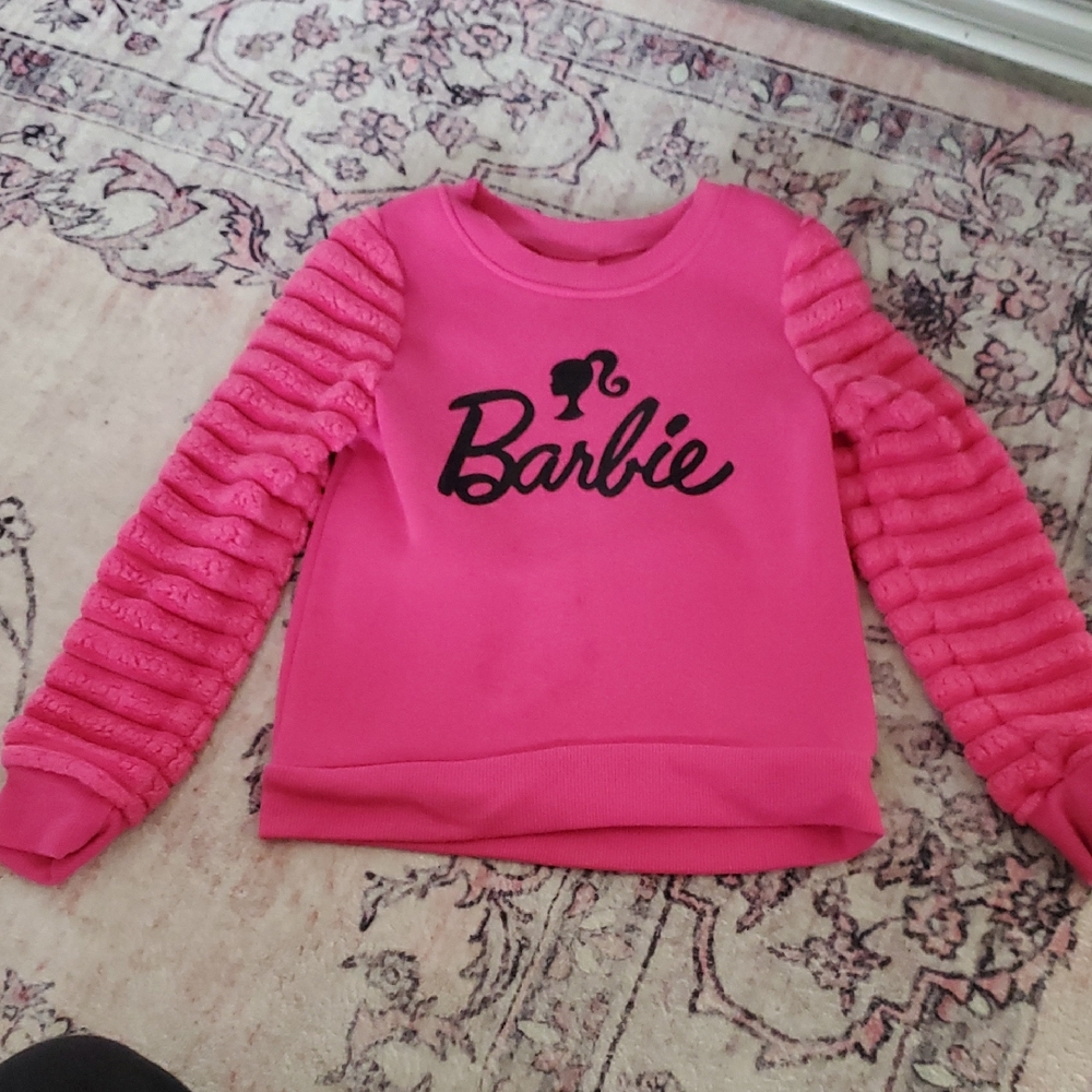 Barbie Pink Kids Sweatshirt with Ruffled Sleeves